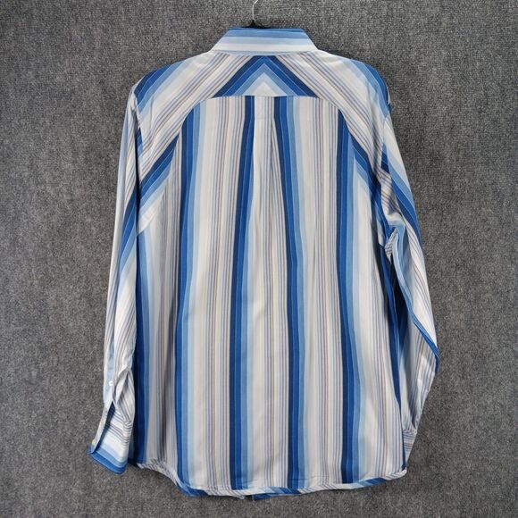 7Diamonds Shirt Mens XL Multi Striped Cotton Wrinkle Resistant Pleated Button Up - Picture 14 of 16